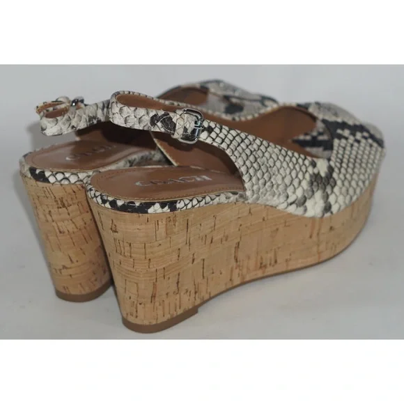 Coach Snakeskin Wedges with Cork Heel - Picture 5 of 6